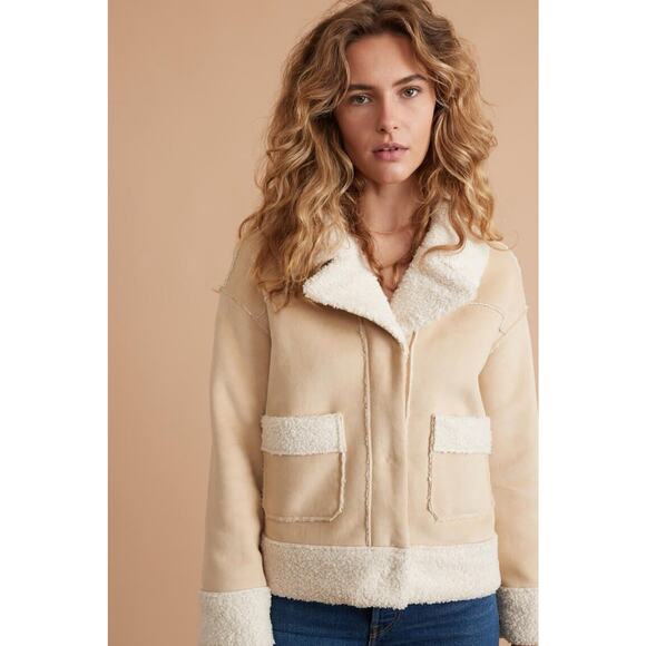 Marine Layer Quebec Sherpa Jacket in Tortoise Shell/Cream Women’s Size XS - Picture 1 of 7